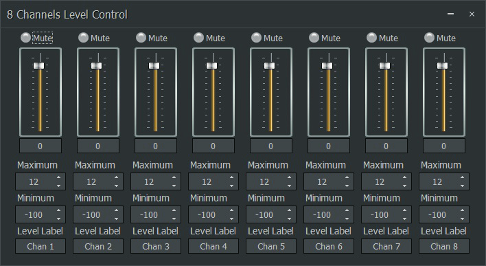 8 Channels Level Control Dialog
